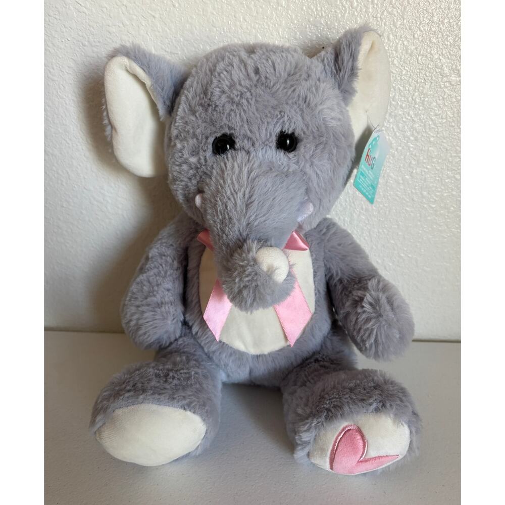 Walgreens Hug Me Elephant Gray Plush Stuffed Animal Valentine Heart Paw Pink Bow